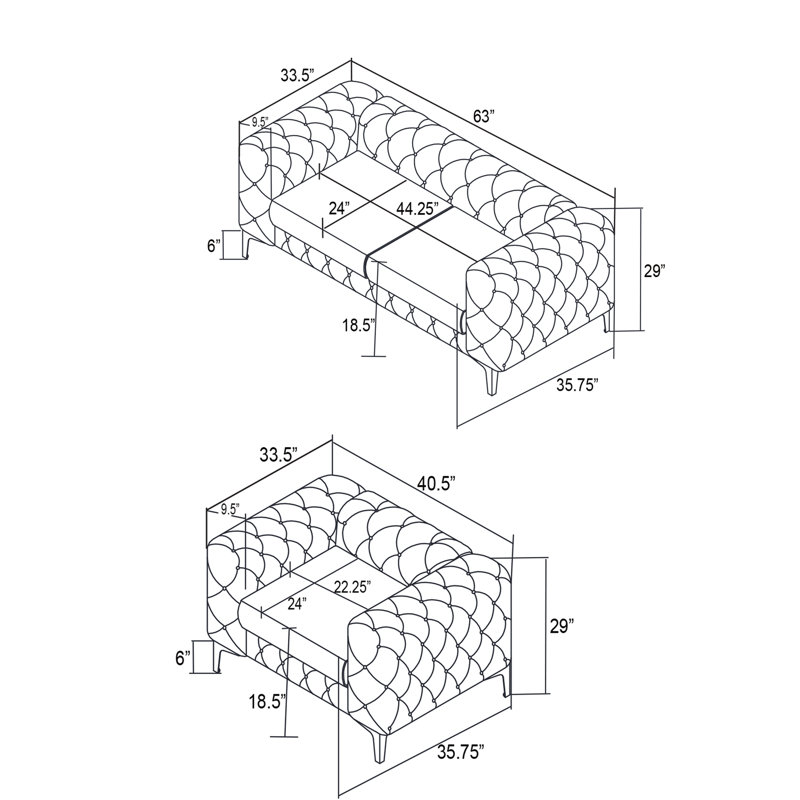 RN 3 Piece Velvet Living Room Set Wayfair